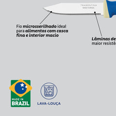 Faca Para Legumes E Frutas Tramontina Felice 3 Polegadas Aço Inox Fio Microsserrilhado Azul