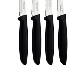 Jogo De Facas Tramontina Plenus 07 Peças Aço Inox Cabos Preto Resistente Para Cozinha Profissional