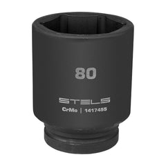 Soquete Impacto Longo 80mm 1'' Aço Cromo Molibdênio Resistente e Durável Stels 1417455