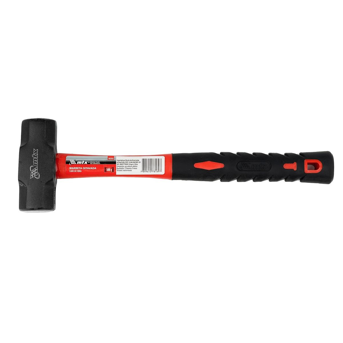 Marreta Oitavada Cabo Fibra 30cm 500g Aço 45 Forjado MTX 1092655