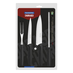 Kit Para Churrasco Tramontina Plenus 4 Peças Aço Inox E Polipropileno Preto
