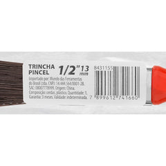 Trincha 1/2 Polegadas Tintas Esmalte Óleo Cerdas Pretas Cabo Plástico 1PC MTX
