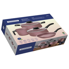 Jogo De Panelas Tramontina Linz 4 Peças Alumínio Antiaderente Starflon Max Rosa 1,2mm 1,4mm