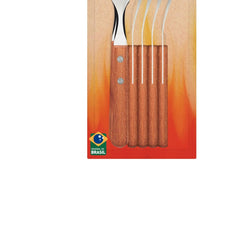 Conjunto 6 Garfos De Mesa Tramontina Dynamic Aço Inox E Madeira Natural Cabo Com Rebites Alumínio