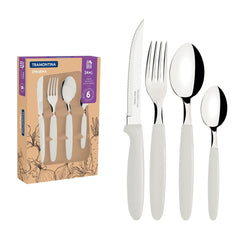Faqueiro 24 Peças Aço Inox Cabo Polipropileno Branco Tramontina Ipanema
