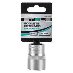 Soquete Estriado Stels 1/2'' 21mm Aço Cromo Vanádio Alta Resistência