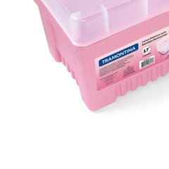 Caixa Plástica 17'' 10kg Capacidade Trava Cadeado Bandeja Removível Durável Tramontina