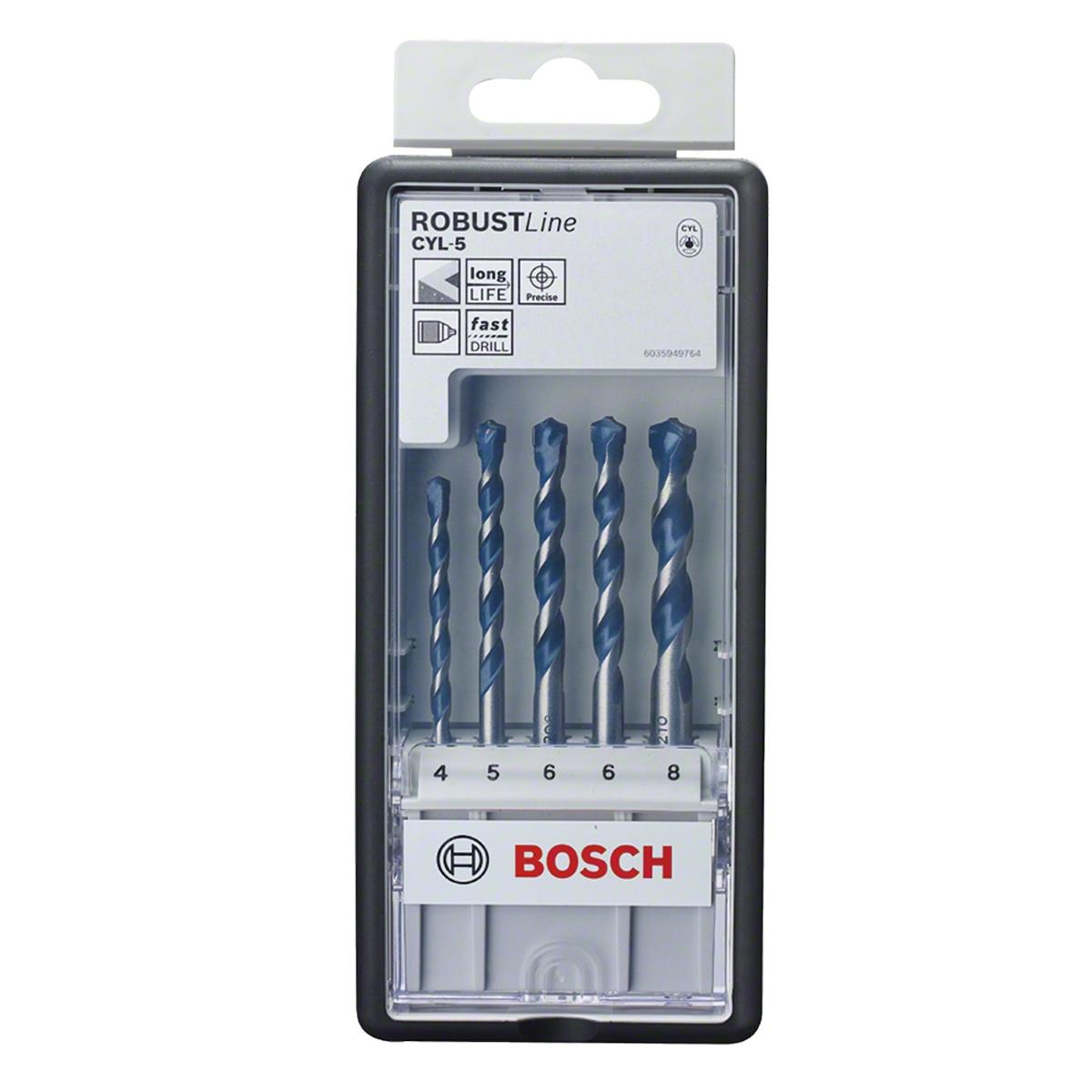Jogo De Broca Para Concreto Bosch Cyl-5 Ø5-4-6-6-8 mm