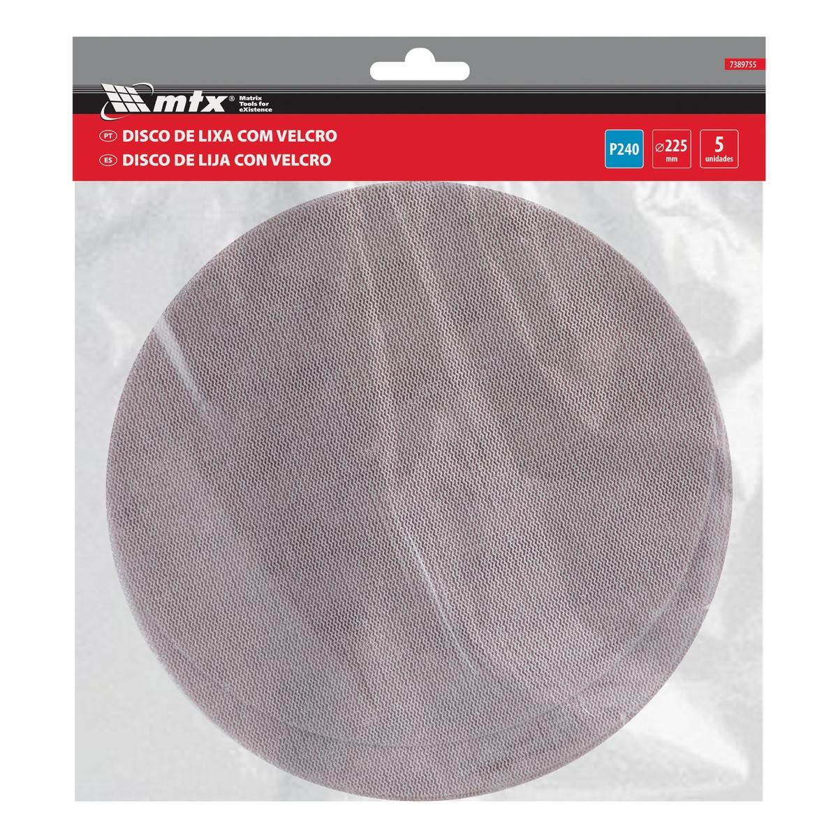 Disco de Lixa Telado com Velcro para Parede e Teto Grão 240 Diâmetro 225mm 5 Peças