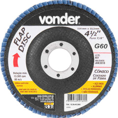 Flap disc 4.1/2" g60 costado fibra cônico inox Vonder