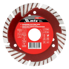 Disco de Corte Segmentado Diamantado 115 x 22,2mm Corte Seco Alta Performance MTX 731529