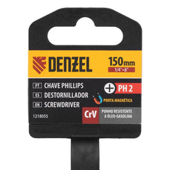 Chave Phillips 1/4x6 PH2x150mm CRV Cabo 3 Componentes Denzel