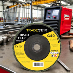 Disco Flap 180 mm G40 Fibra Cônico Aço Tradestar