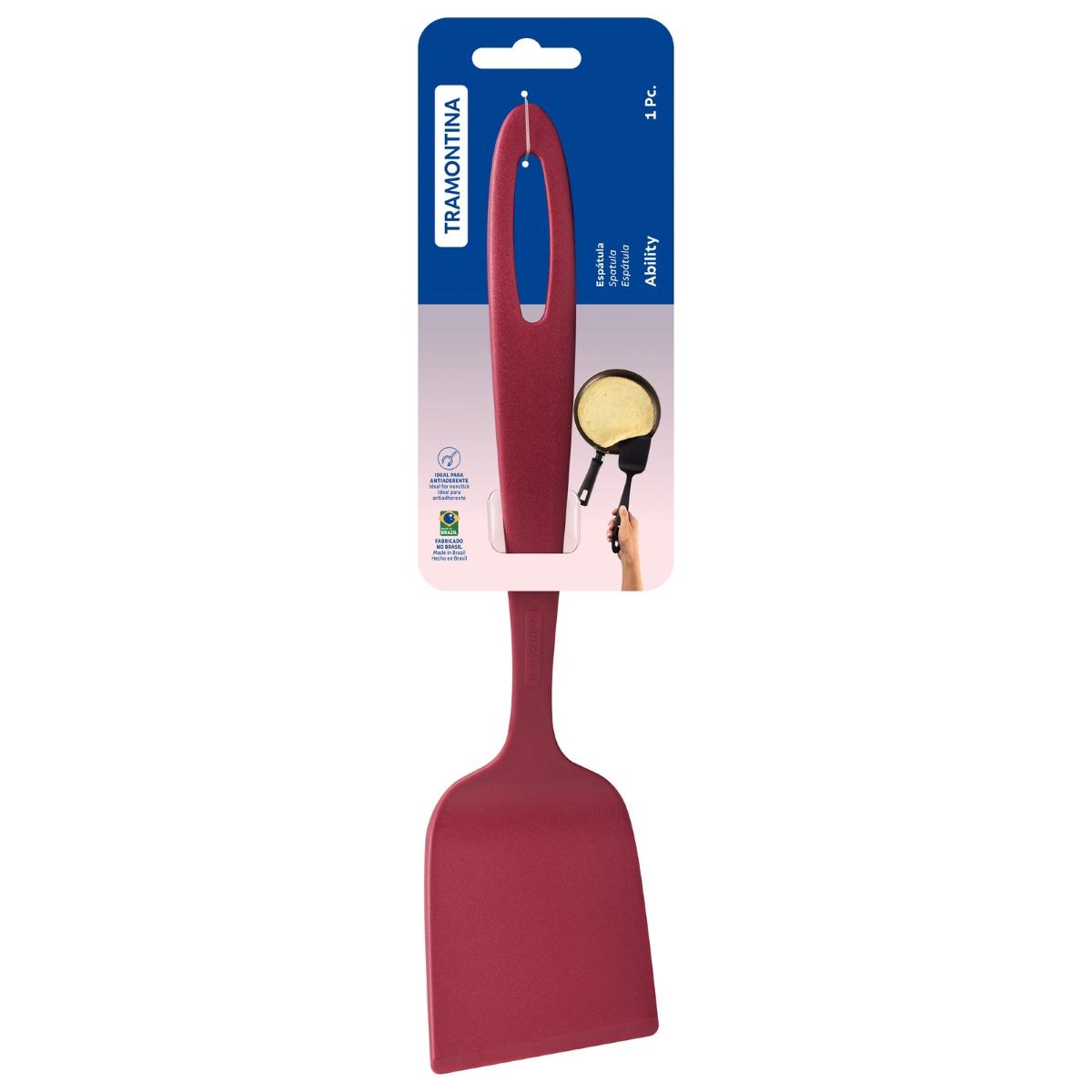 Espátula Reta Tramontina Ability Em Nylon Vermelho Resistente Até 180 Graus Celsius Antiaderente