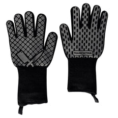 Luva De Proteção Térmica Tramontina Churrasco Black 02 Peças Em Aramida E Silicone Profissional