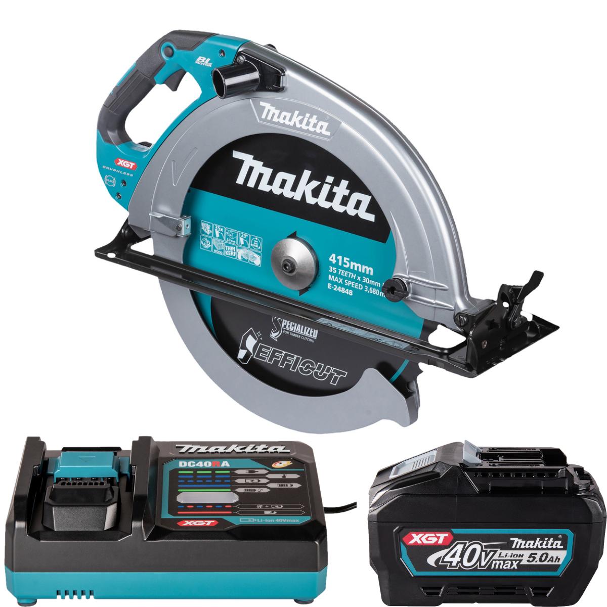 Serra Circular Makita 415mm HS013GT101 40V com Bateria 5Ah e Carregador