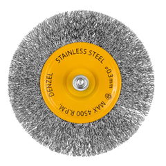 Escova Circular Polimento Inox 100mm Haste 1/4 (6mm) Fios 0,3mm Remoção Rebarbas