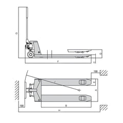 Paleteira  3000Kg 550X1150mm Roda Nylon TP3000E Bovenau