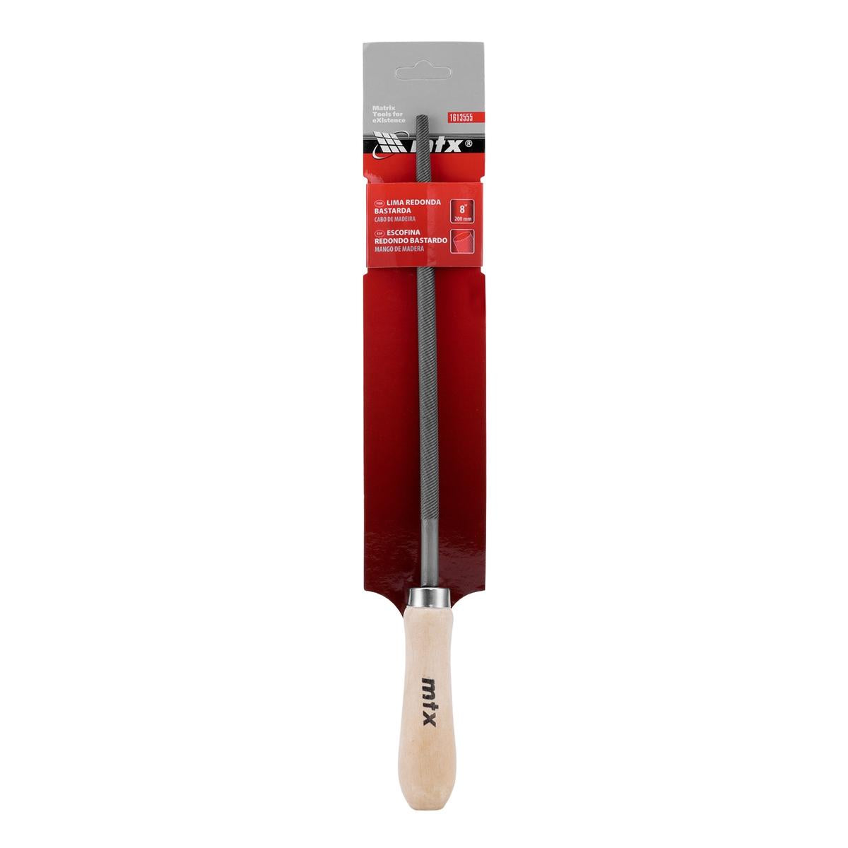 Lima Redonda Bastarda 200mm 8'' Aço Carbono Cabo Madeira Ideal Desbaste MTX 1613555