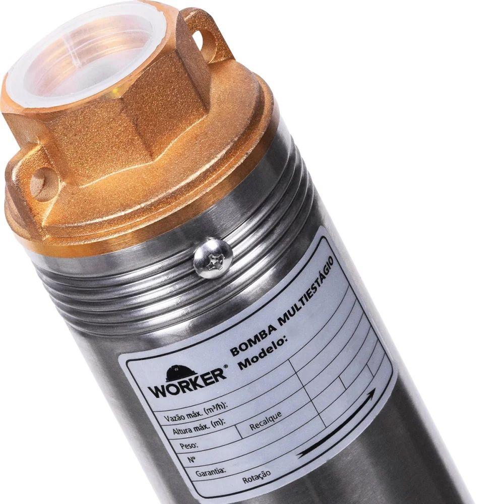 Bomba Submersa 2,5'' Multiestágio 1/4Hp 8 Estágios 127V Aço Inox Worker