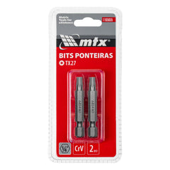 Bits Torx T27 Cromo Vanádio 50mm 2pcs MTX 1/4'' Alta Durabilidade