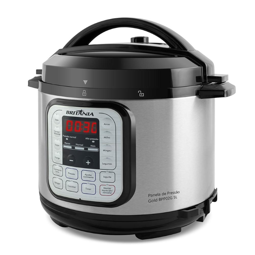 Panela de Pressão Elétrica Gold BPP02G Britânia 5L Com Revestimento Gold 11 Funções 220V