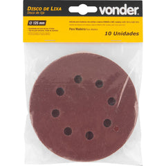Disco de Lixa c/ Costado em Pluma 125mm G100 10 peças Vonder