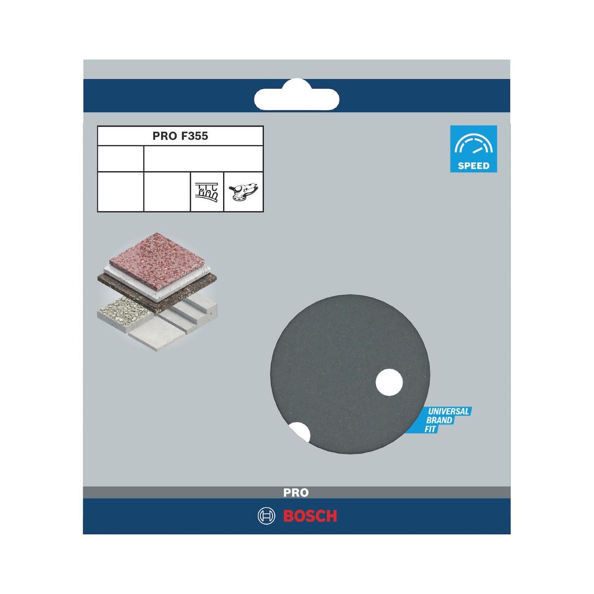Disco De Lixa Bosch Pro F355 150mm Grano 600 - 5 Unidades