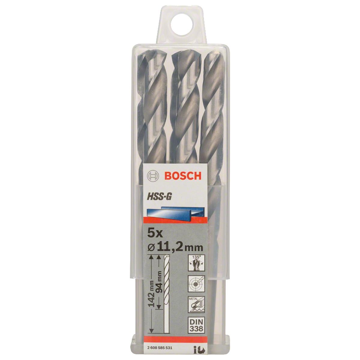 Broca Para Metal Bosch Aço Rápido Hss-G 11,2mm 5 Peças