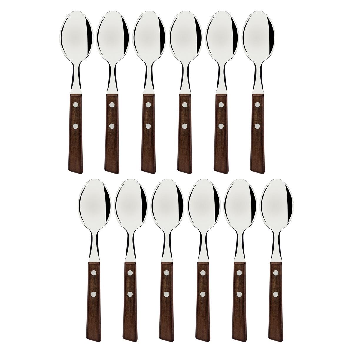 Conjunto 12 Colheres De Mesa Aço Inox E Madeira Tradicional Tramontina Jogo
