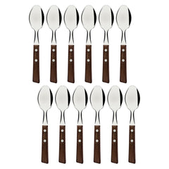 Conjunto 12 Colheres De Mesa Aço Inox E Madeira Tradicional Tramontina Jogo