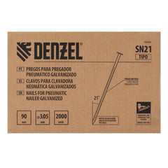 Pregos Galvanizados para Pregador Pneumático 90mm 3,05mm 2000 Unidades Denzel Resistente à Corrosão