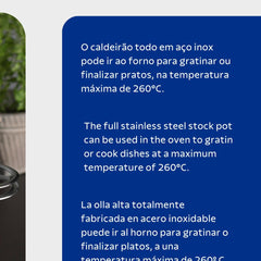 Caldeirão Tramontina Solar Aço Inox Fundo Triplo 28 cm 11,9 L Com Tampa