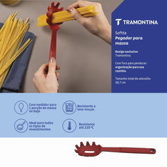 Pegador Para Massa Tramontina Softta De Silicone Vermelho Resistente Até 210 Graus Celsius