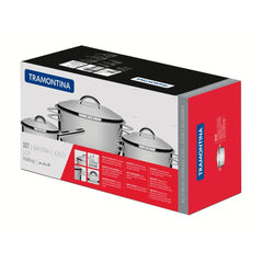 Jogo De Panelas Tramontina Solar Aço Inox Fundo Triplo 4 Peças Indução E Forno 260°C