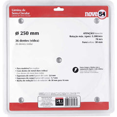 Lâmina de serra circular vídea 250mm 36 dentes Nove54