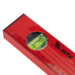 Nível De Alumínio Com Régua Vermelha 3 Bolhas 12'' 300mm MTX 332189 Precisão 1mm/m