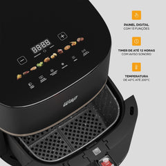 Fritadeira Elétrica Antiaderente WAP Mega Family Digital 7.1L Aviso Sonoro 127V