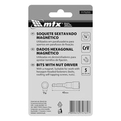 Soquete Magnético Para Parafusadeira 5/16'' L 45mm 5 Peças Aço CrV MTX 1175255