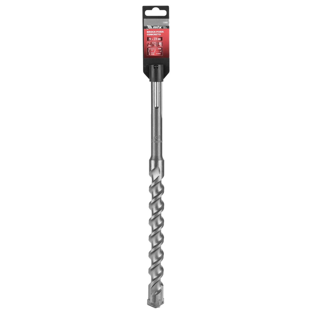 Broca Concreto SDS Max 28x370mm 1PC MTX Liga Carboneto VK8 Alta Durabilidade