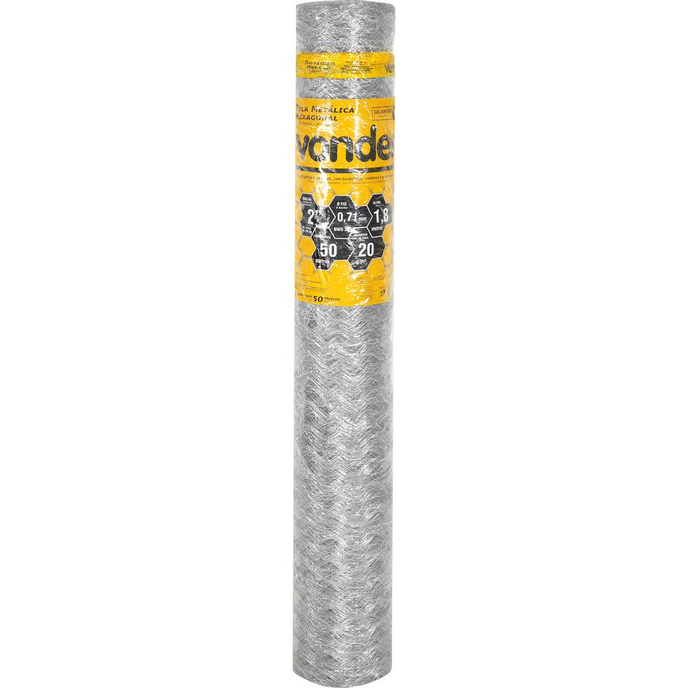 Tela Metálica Galinheiro Hex Malha 2'' BWG22 1,8m 50m Vonder