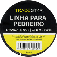 Linha Pedreiro Nylon 0,8 mm 100 Metros Laranja Tradestar