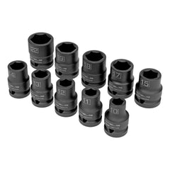Jogo de Soquete Sextavado Impacto 1/2'' 10-22mm Aço Cromo Molibdênio Stels 1326155
