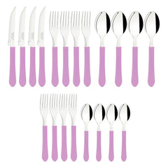 Faqueiro Tramontina Leme 20 Peças Aço Inox E Cabos Polipropileno Lavanda Resistente Kit Completo