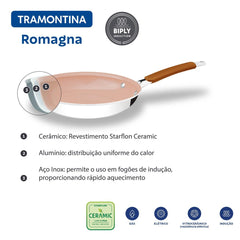 Frigideira Tramontina Romagna Aço Inox E Alumínio Revestimento Cerâmico 30 Cm 3 L Indução