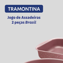 Jogo De Assadeiras Tramontina Brasil 02 Peças Alumínio Starflon Max Rosa
