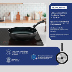 Frigideira Funda Tramontina Monaco Induction 24 Cm 2,7 L Alumínio Antiaderente Starflon Premium