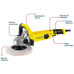 Politriz de Mão Elétrica MPE-1200W 220V 7'' 180mm Menegotti 60HZ Angular Velocidade Variável