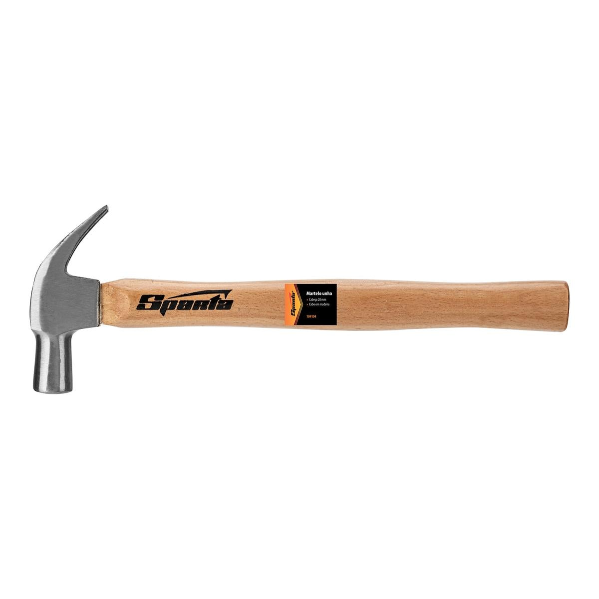 Martelo Unha 20mm Cabo Madeira Aço Carbono 45 Sparta Ferramenta Profissional