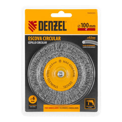 Escova Circular Polimento Inox 100mm Haste 1/4 (6mm) Fios 0,3mm Remoção Rebarbas